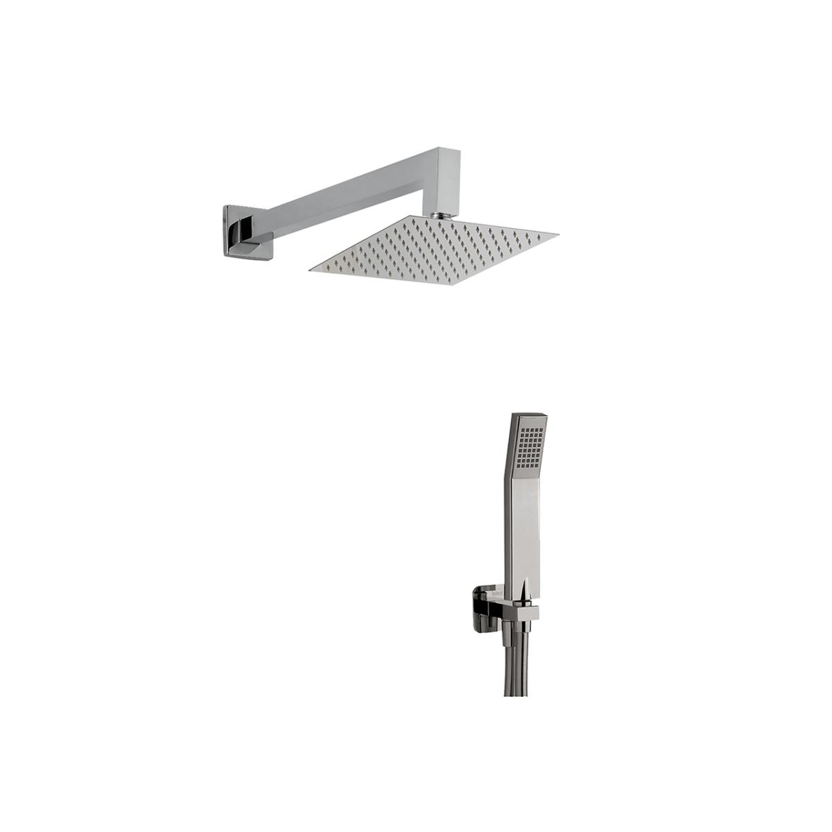Kit braccio doccia 300mm / soffione qx20 compl. duplex c/presa acqua cromo